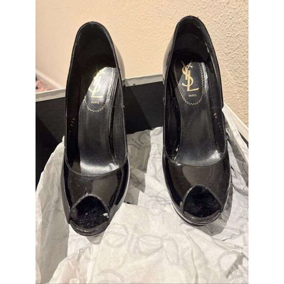 YSL Patent Leather Peep toe Platform Pumps - Picture 3 of 9